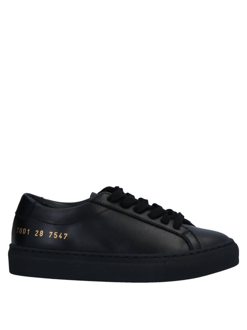 Common Projects Kids Black Leather Low-Top Sneakers with Gold Serial Detail